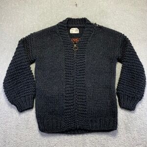 JACKSON ROWE I See You Cardigan Sweater Womens Large Black Chunky Knit Zip Up